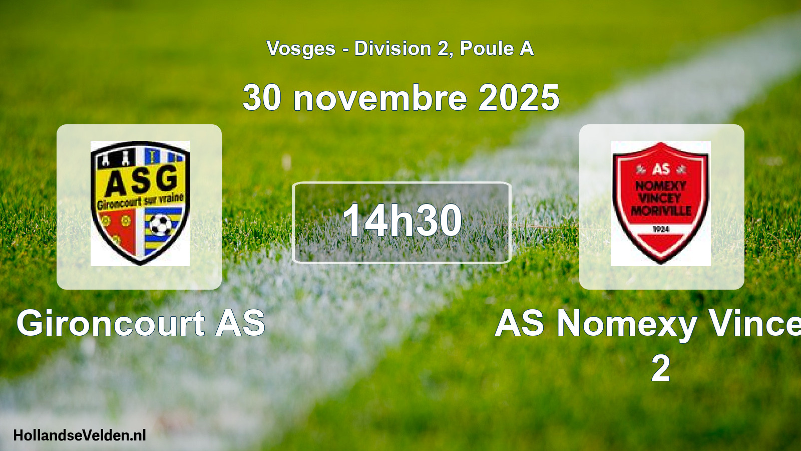 Match programmé: Gironcourt AS - AS Nomexy Vincey 2 (30 novembre 2025)