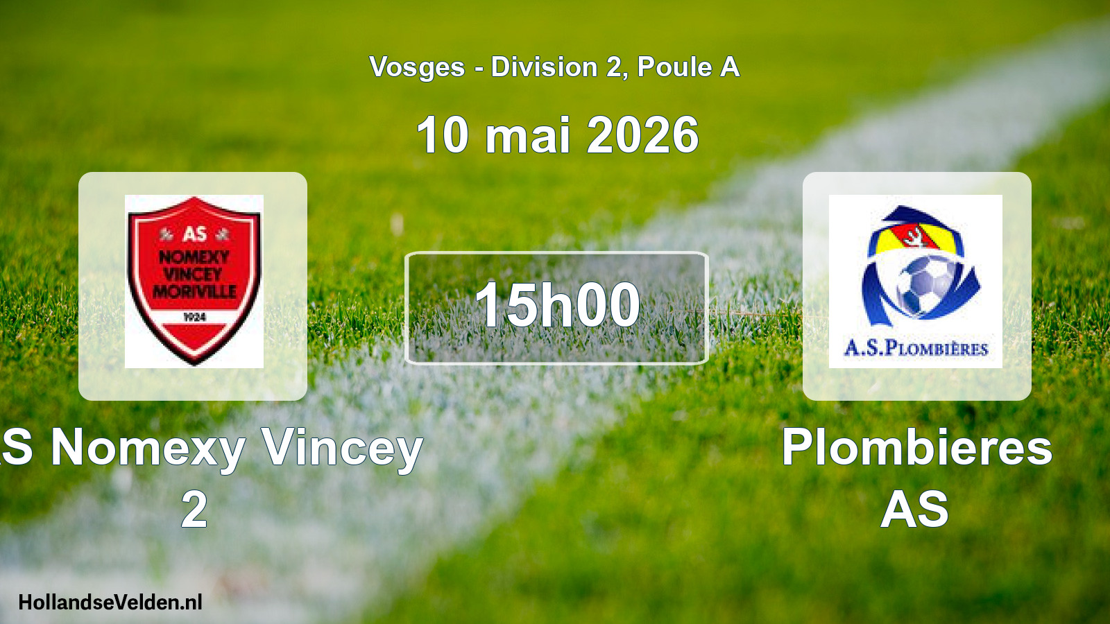 Match programmé: AS Nomexy Vincey 2 - Plombieres AS (10 mai 2026)