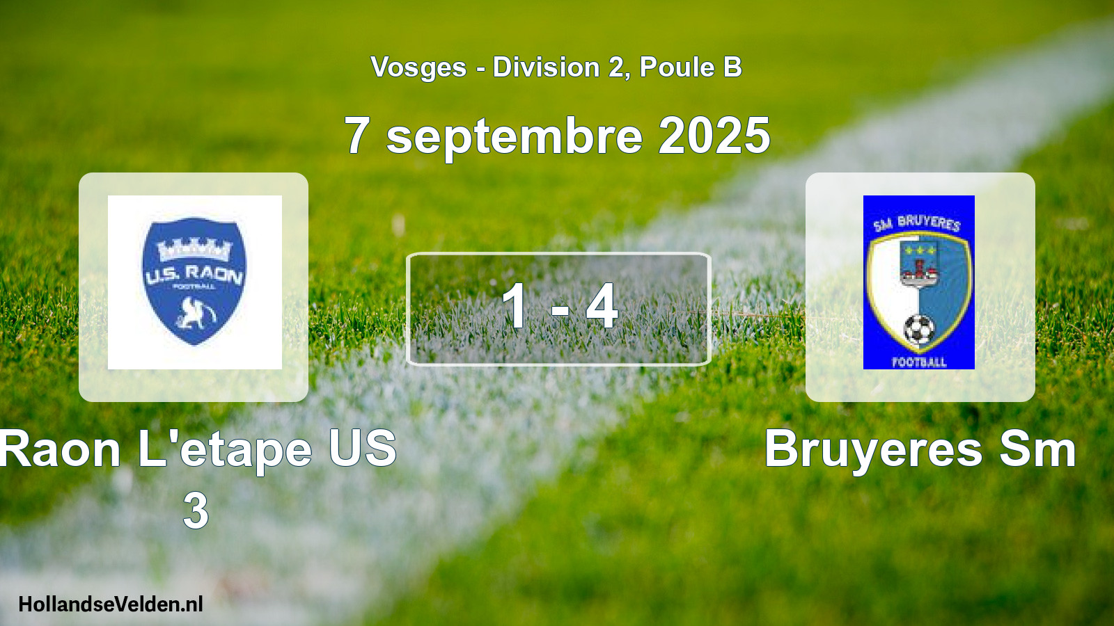 Total number of matches played: Raon L'etape US 3 - Bruyeres Sm 1 - 4 (7 September 2025)