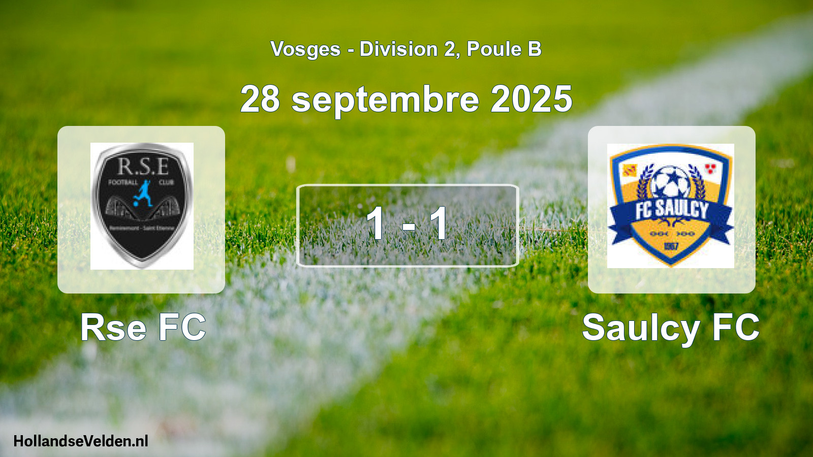 Match joué: Rse FC - Saulcy FC 1 - 1 (28 septembre 2025)