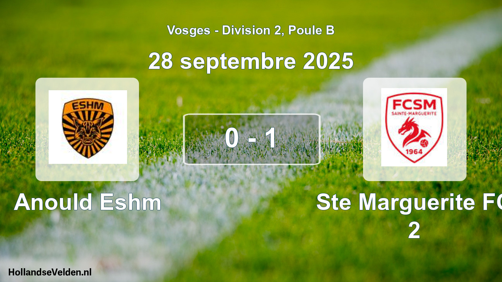 Match joué: Anould Eshm - Ste Marguerite FC 2 0 - 1 (28 septembre 2025)