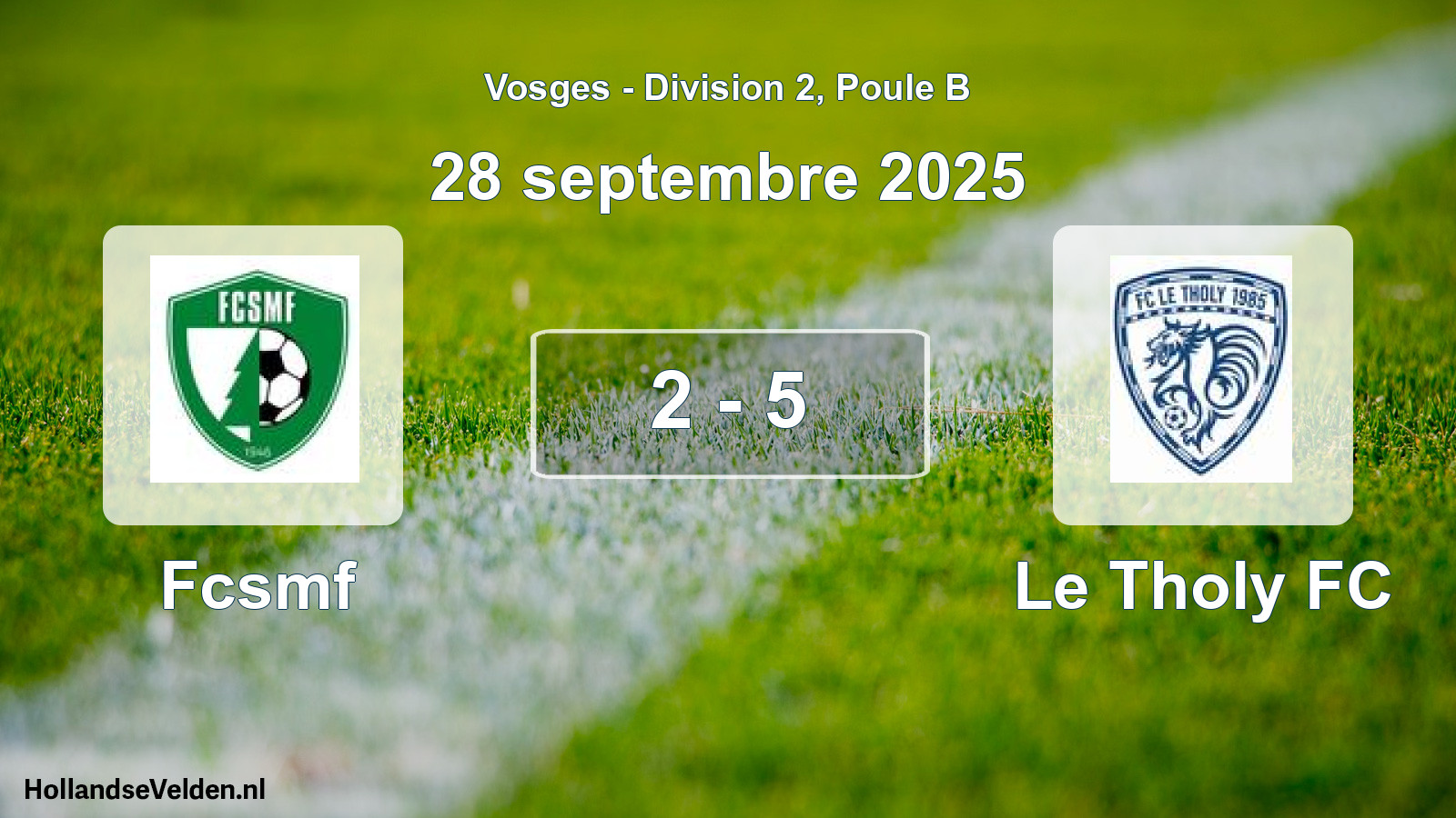Match joué: Fcsmf - Le Tholy FC 2 - 5 (28 septembre 2025)