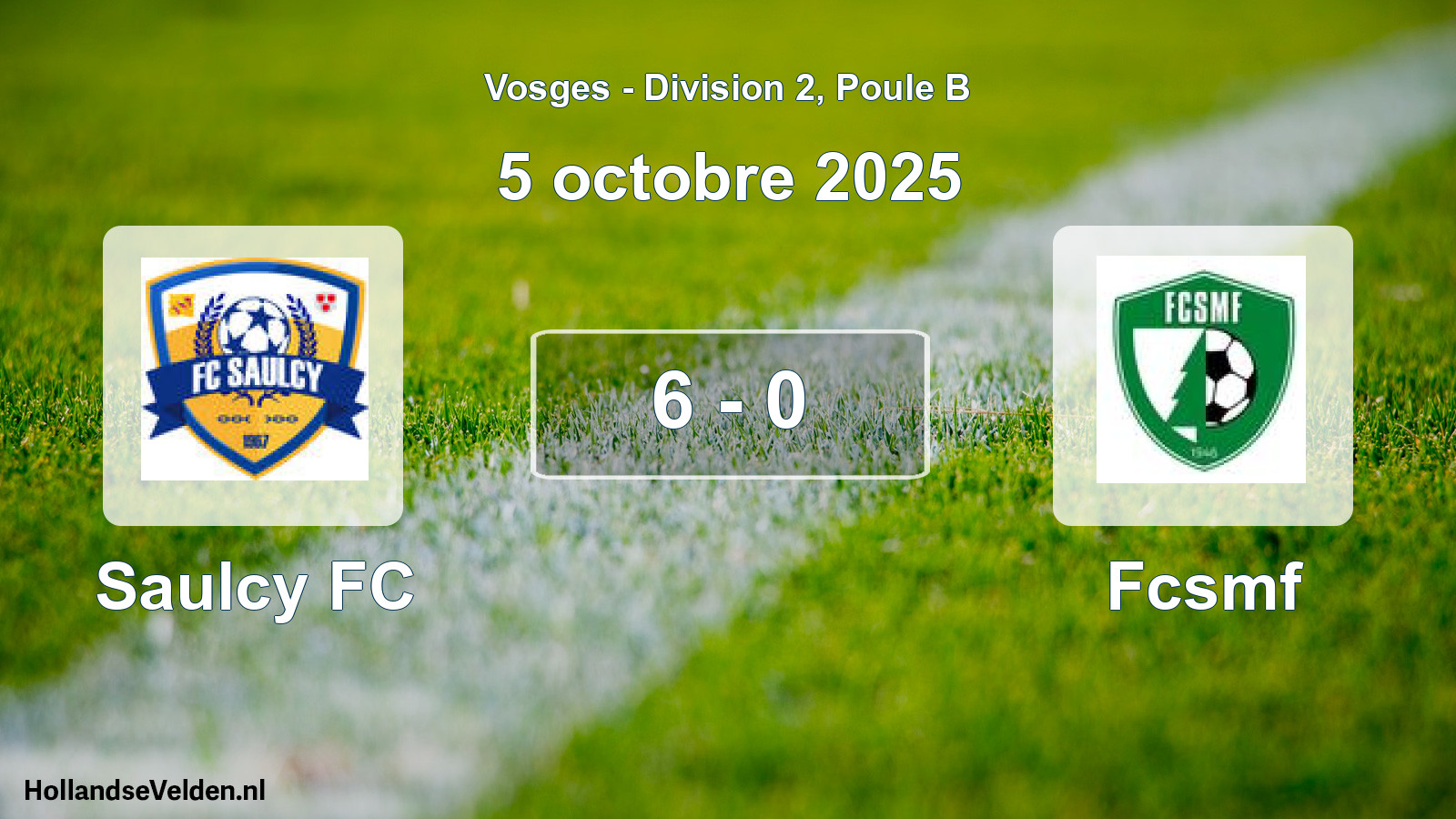 Match joué: Saulcy FC - Fcsmf 6 - 0 (5 octobre 2025)