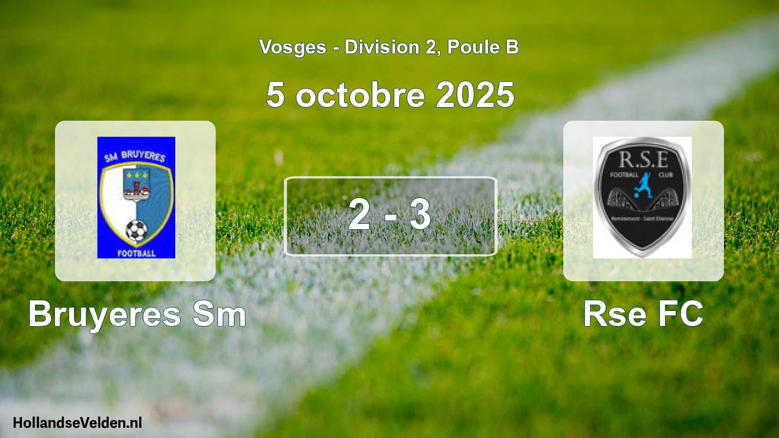 Match joué: Bruyeres Sm - Rse FC 2 - 3 (5 octobre 2025)