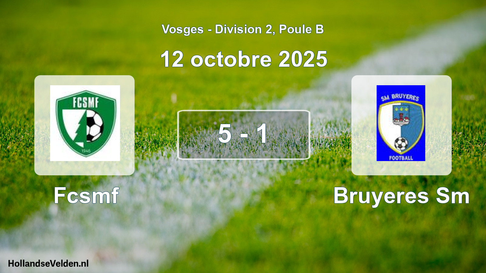 Total number of matches played: Fcsmf - Bruyeres Sm 5 - 1 (12 October 2025)