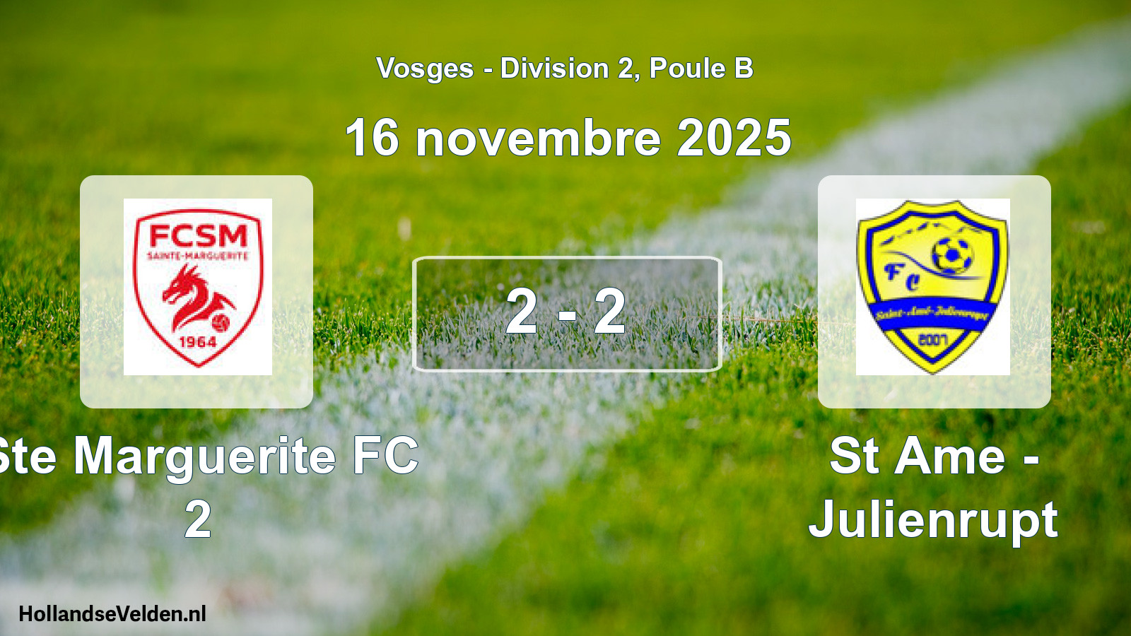 Match joué: Ste Marguerite FC 2 - St Ame - Julienrupt 2 - 2 (16 novembre 2025)