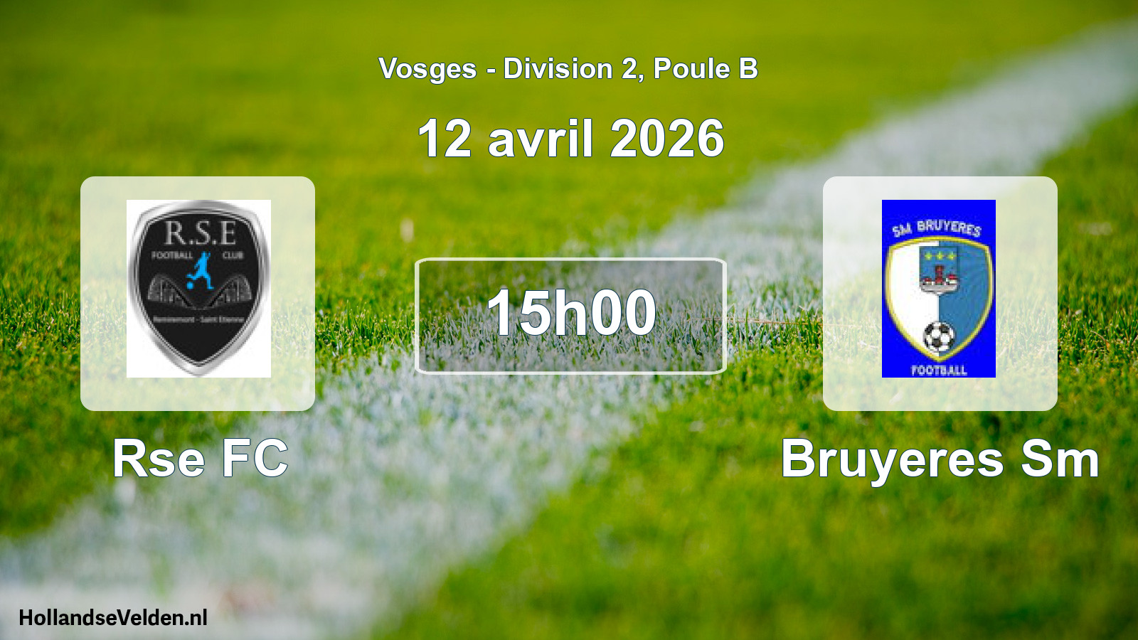 Match programmé: Rse FC - Bruyeres Sm (12 avril 2026)