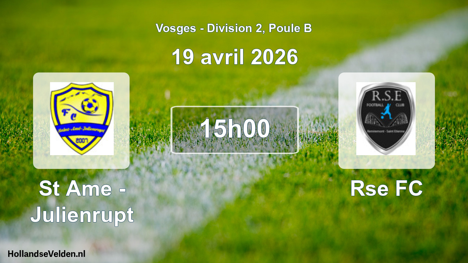 Match programmé: St Ame - Julienrupt - Rse FC (19 avril 2026)