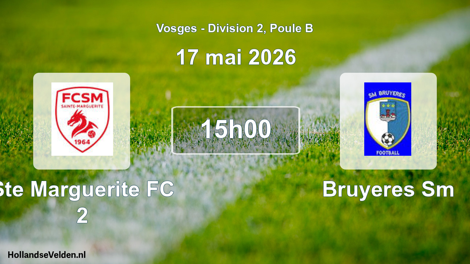 Match programmé: Ste Marguerite FC 2 - Bruyeres Sm (17 mai 2026)