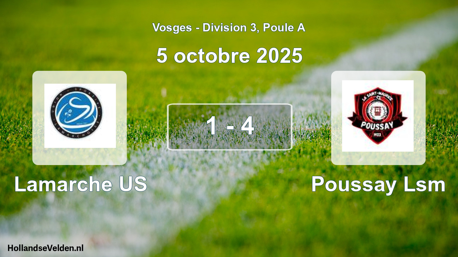 Total number of matches played: Lamarche US - Poussay Lsm 1 - 4 (5 October 2025)