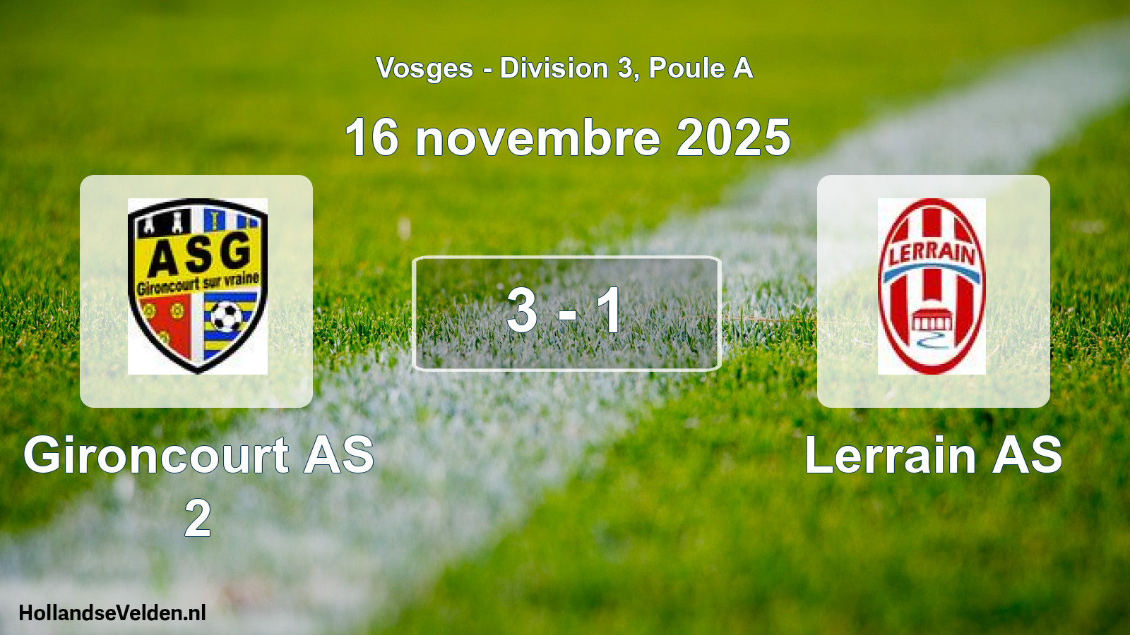 Match joué: Gironcourt AS 2 - Lerrain AS 3 - 1 (16 novembre 2025)
