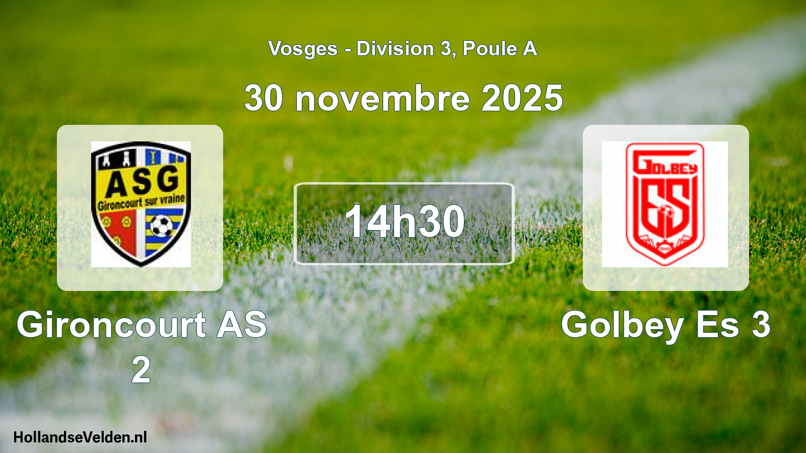 Match programmé: Gironcourt AS 2 - Golbey Es 3 (30 novembre 2025)