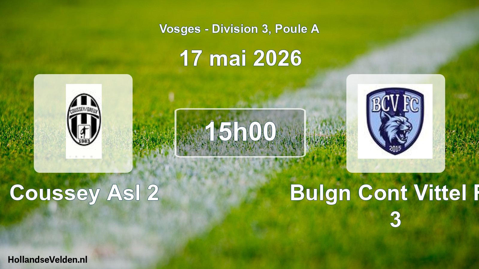 Match programmé: Coussey Asl 2 - Bulgn Cont Vittel FC 3 (17 mai 2026)