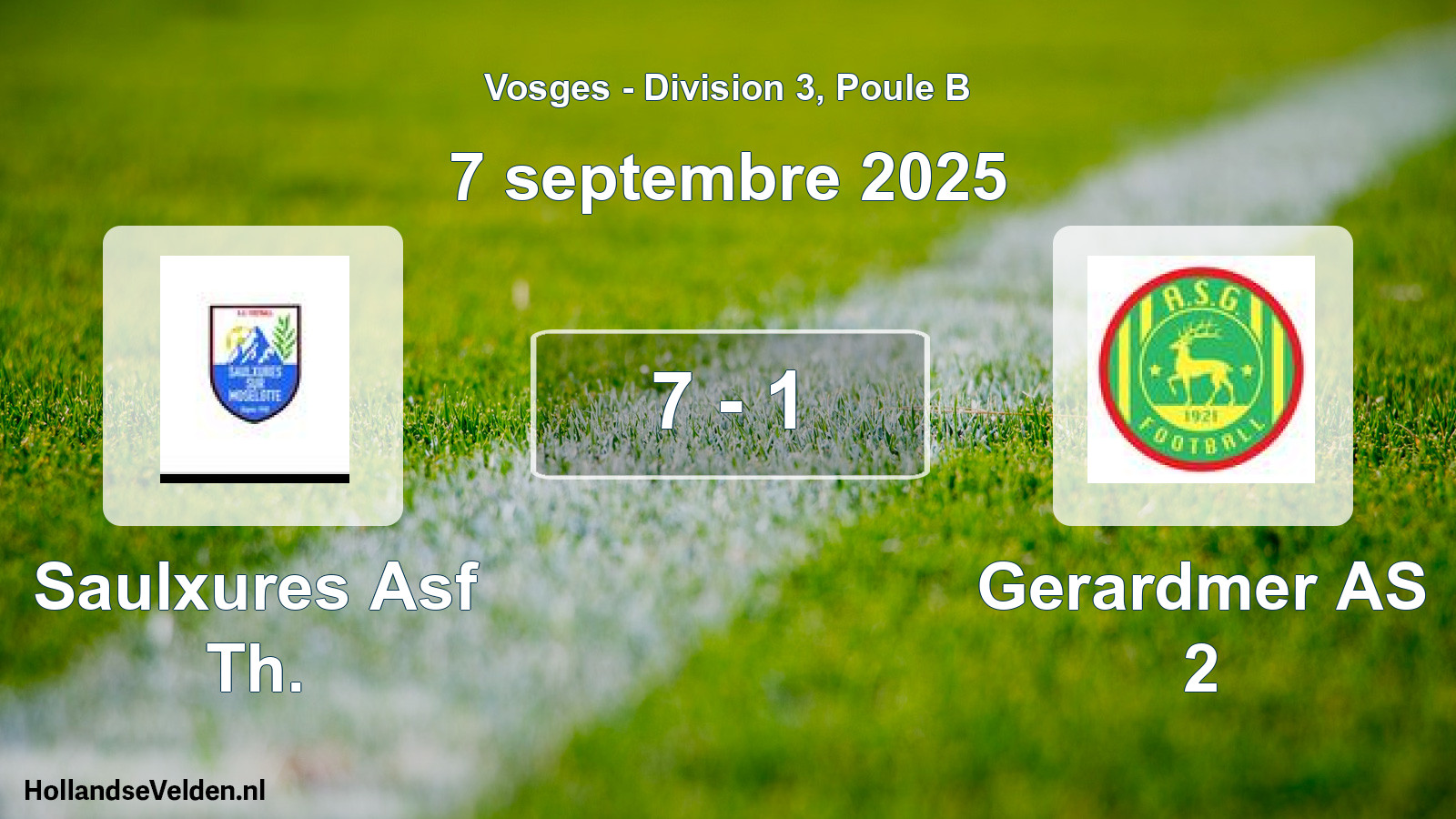 Match joué: Saulxures Asf Th. - Gerardmer AS 2 7 - 1 (7 septembre 2025)