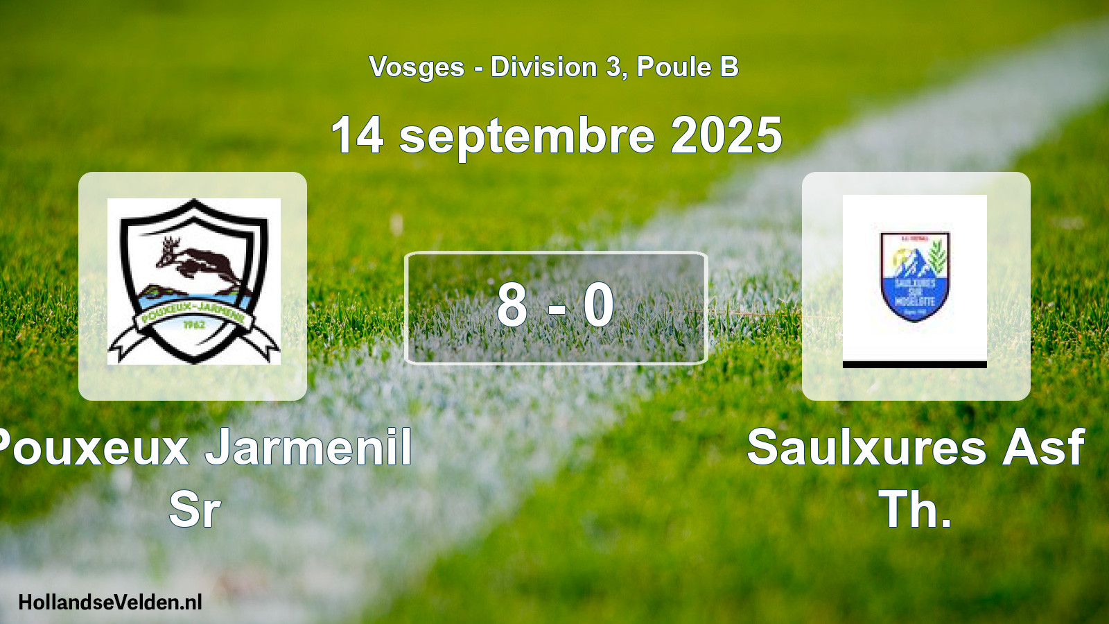 Match joué: Pouxeux Jarmenil Sr - Saulxures Asf Th. 8 - 0 (14 septembre 2025)
