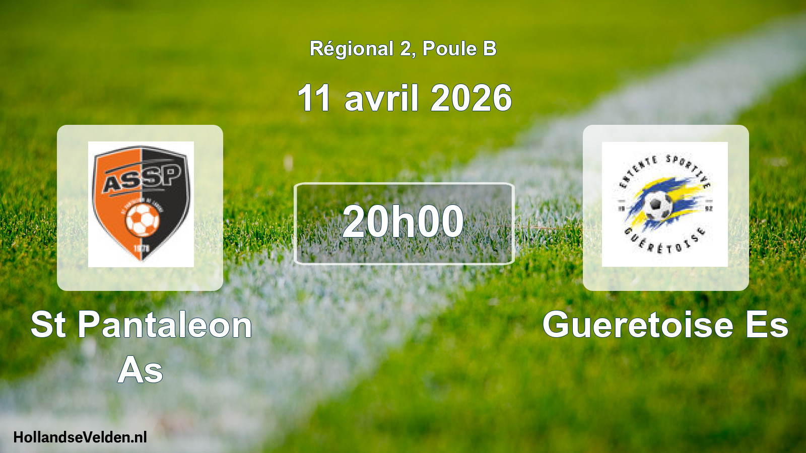 Geplande wedstrijd: St Pantaleon As - Gueretoise Es (11 avril 2026)