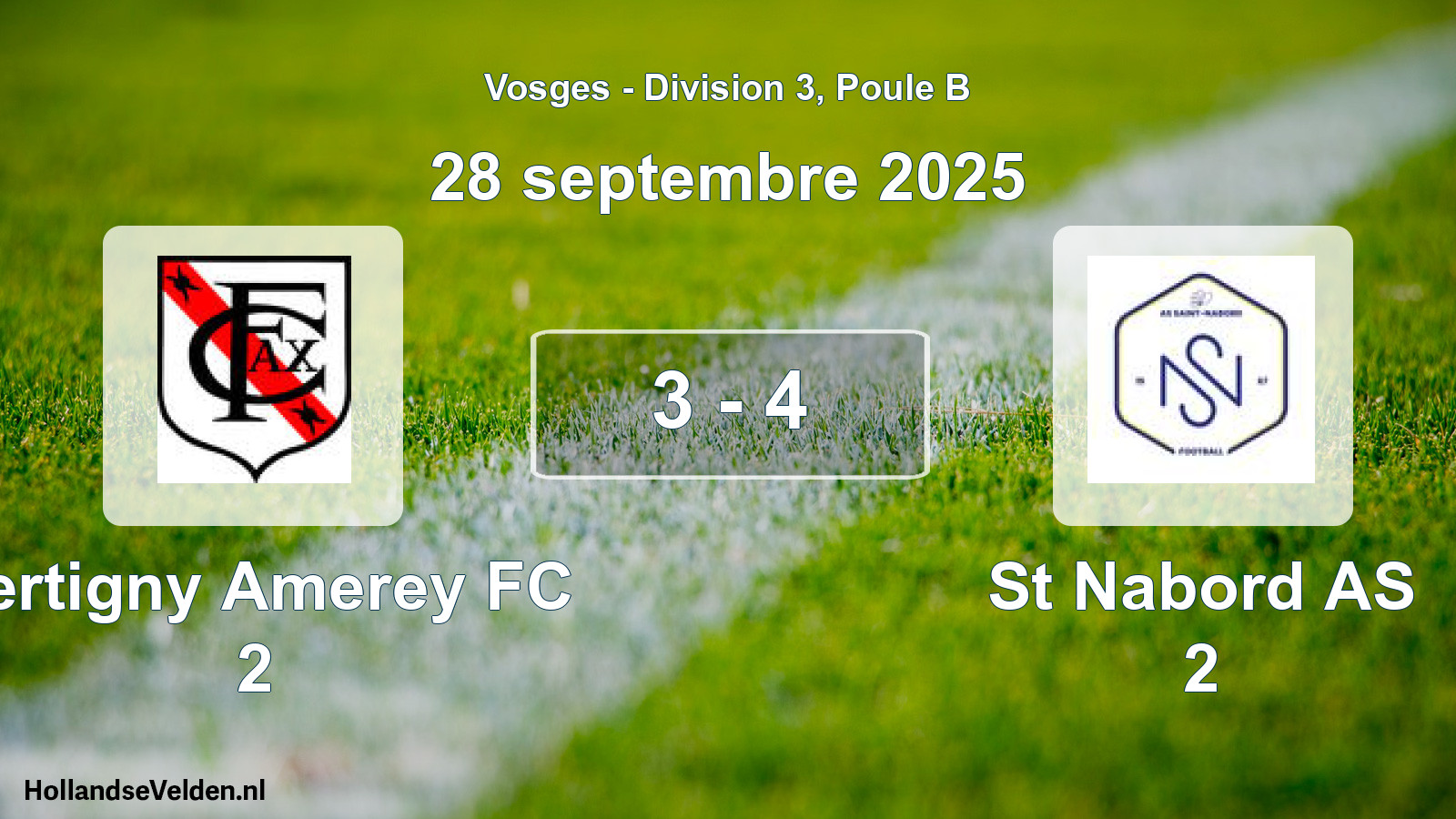 Match joué: Xertigny Amerey FC 2 - St Nabord AS 2 3 - 4 (28 septembre 2025)