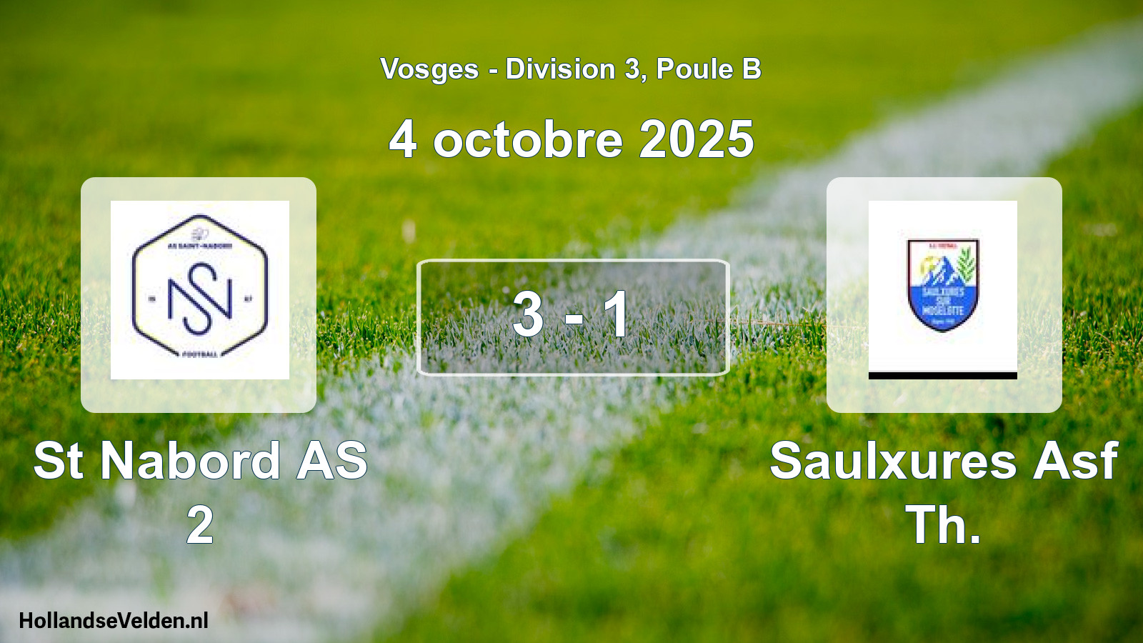 Gespeelde wedstrijd: St Nabord AS 2 - Saulxures Asf Th. 3 - 1 (4 oktober 2025)