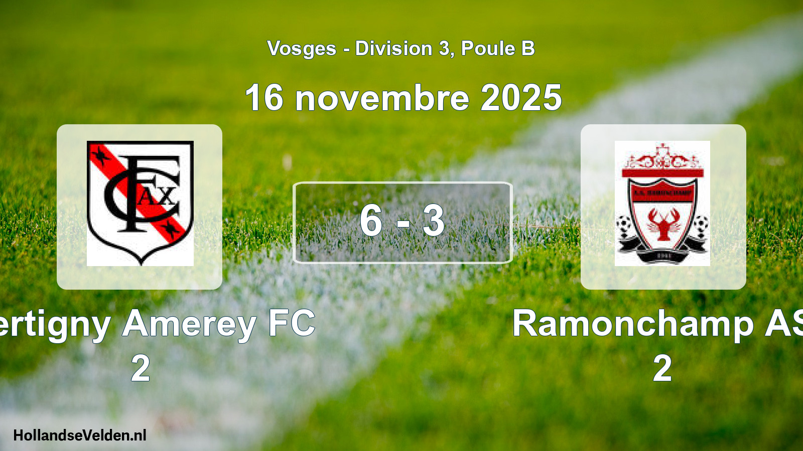Match joué: Xertigny Amerey FC 2 - Ramonchamp AS 2 6 - 3 (16 novembre 2025)