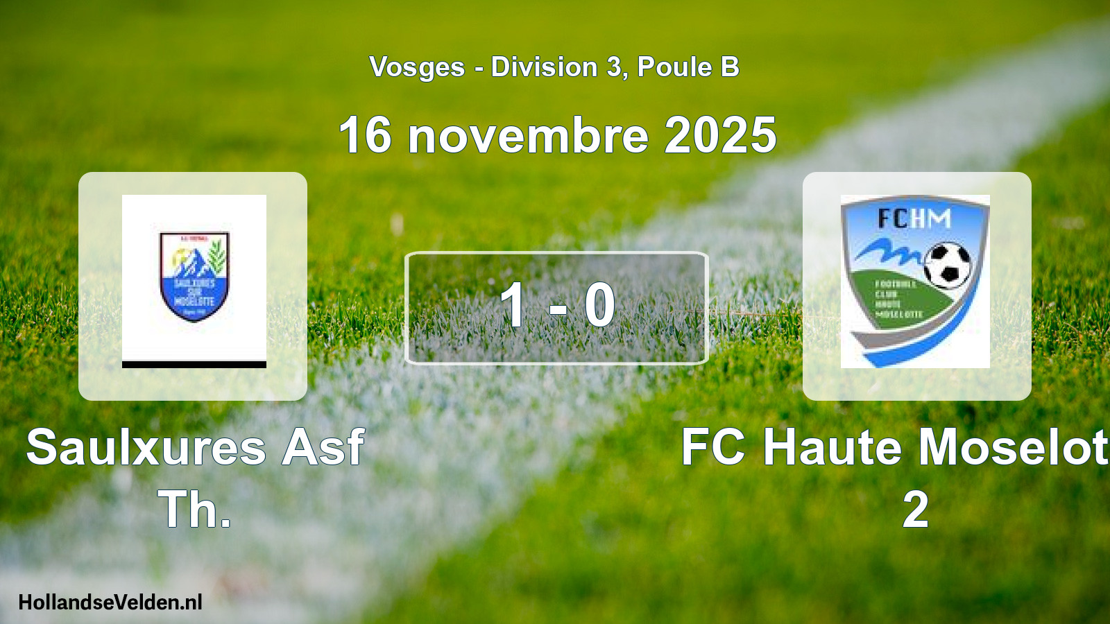 Match joué: Saulxures Asf Th. - FC Haute Moselotte 2 1 - 0 (16 novembre 2025)