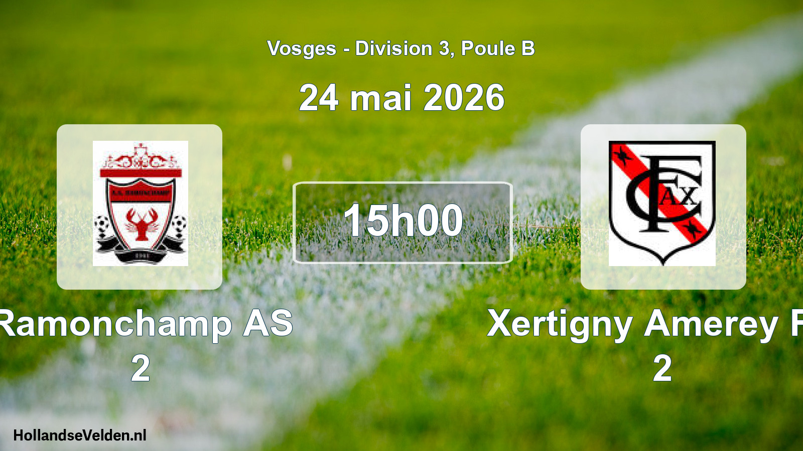 Match programmé: Ramonchamp AS 2 - Xertigny Amerey FC 2 (24 mai 2026)