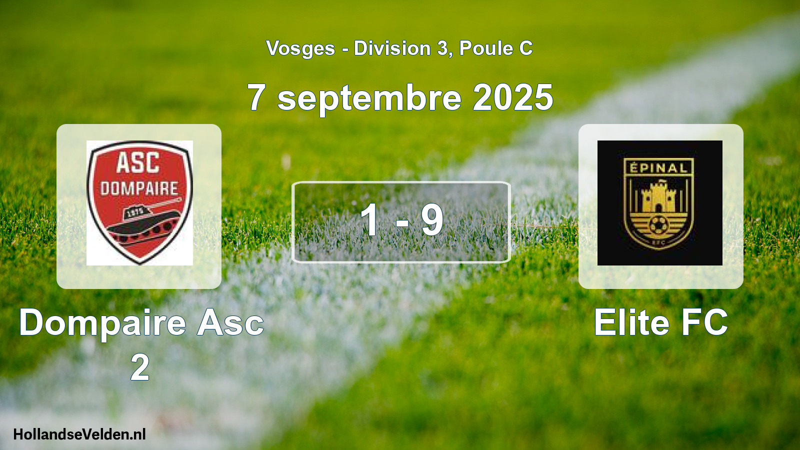 Total number of matches played: Dompaire Asc 2 - Elite FC 1 - 9 (7 September 2025)