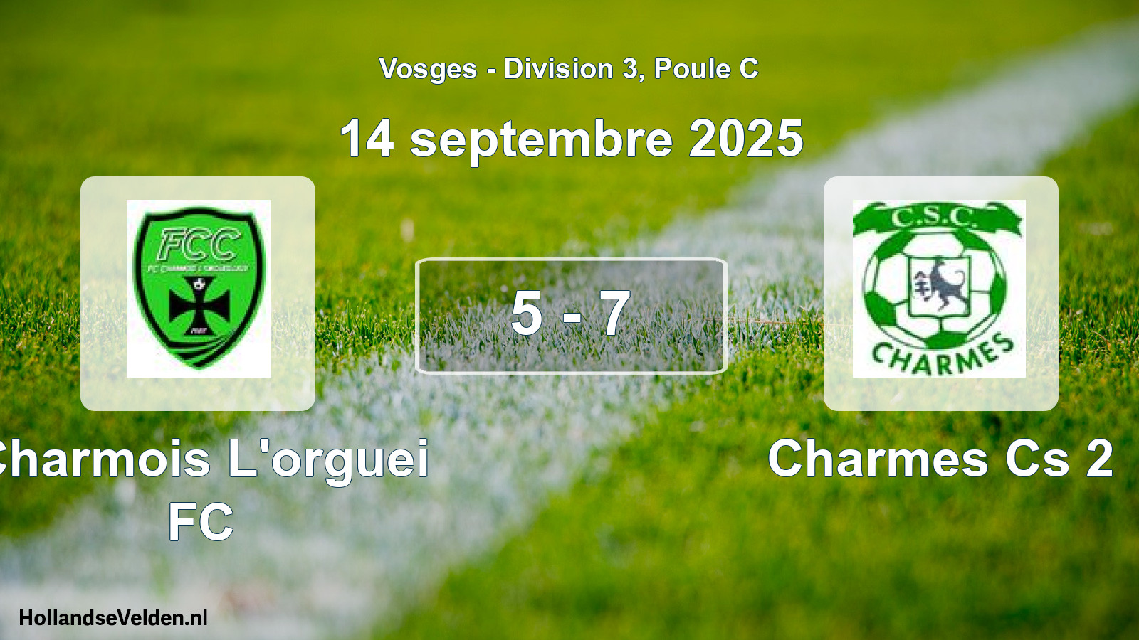 Gespeelde wedstrijd: Charmois L'orguei FC - Charmes Cs 2 5 - 7 (14 september 2025)