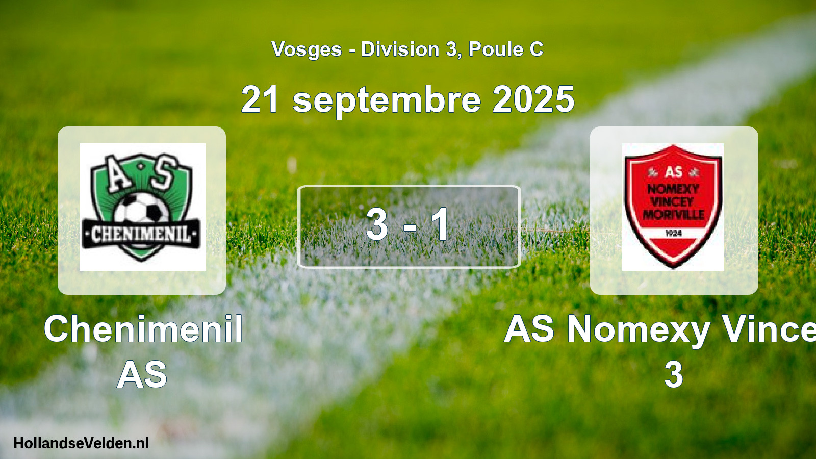 Match joué: Chenimenil AS - AS Nomexy Vincey 3 3 - 1 (21 septembre 2025)