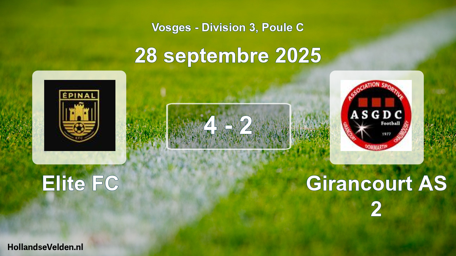 Match joué: Elite FC - Girancourt AS 2 4 - 2 (28 septembre 2025)
