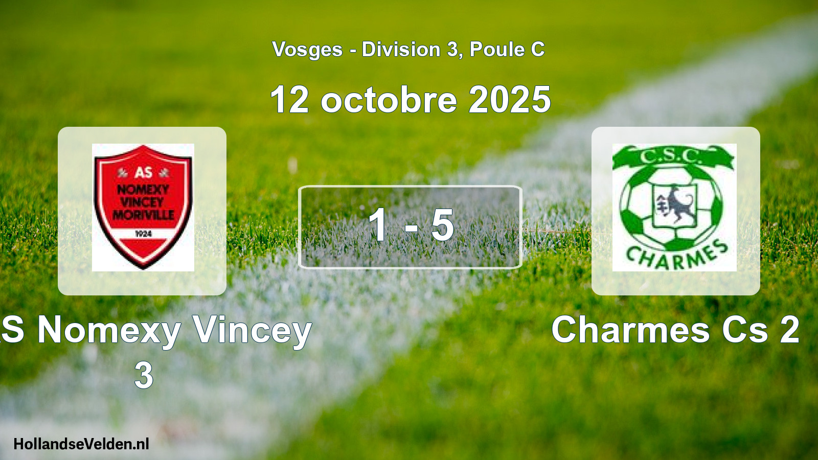 Gespeelde wedstrijd: AS Nomexy Vincey 3 - Charmes Cs 2 1 - 5 (12 oktober 2025)