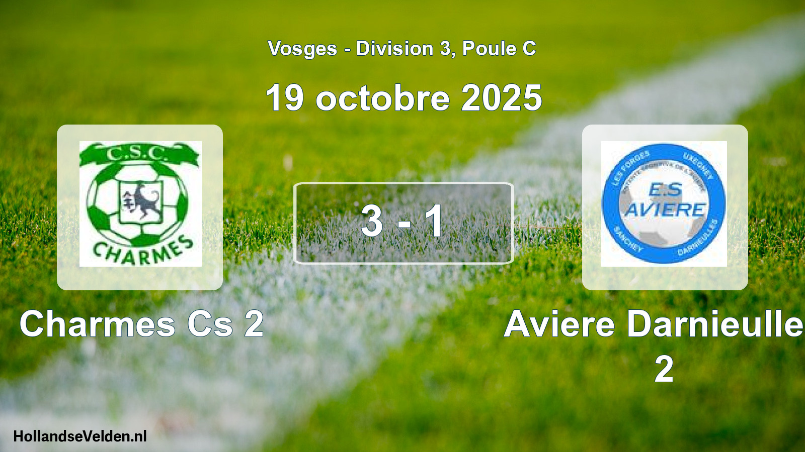 Match joué: Charmes Cs 2 - Aviere Darnieulles 2 3 - 1 (19 octobre 2025)