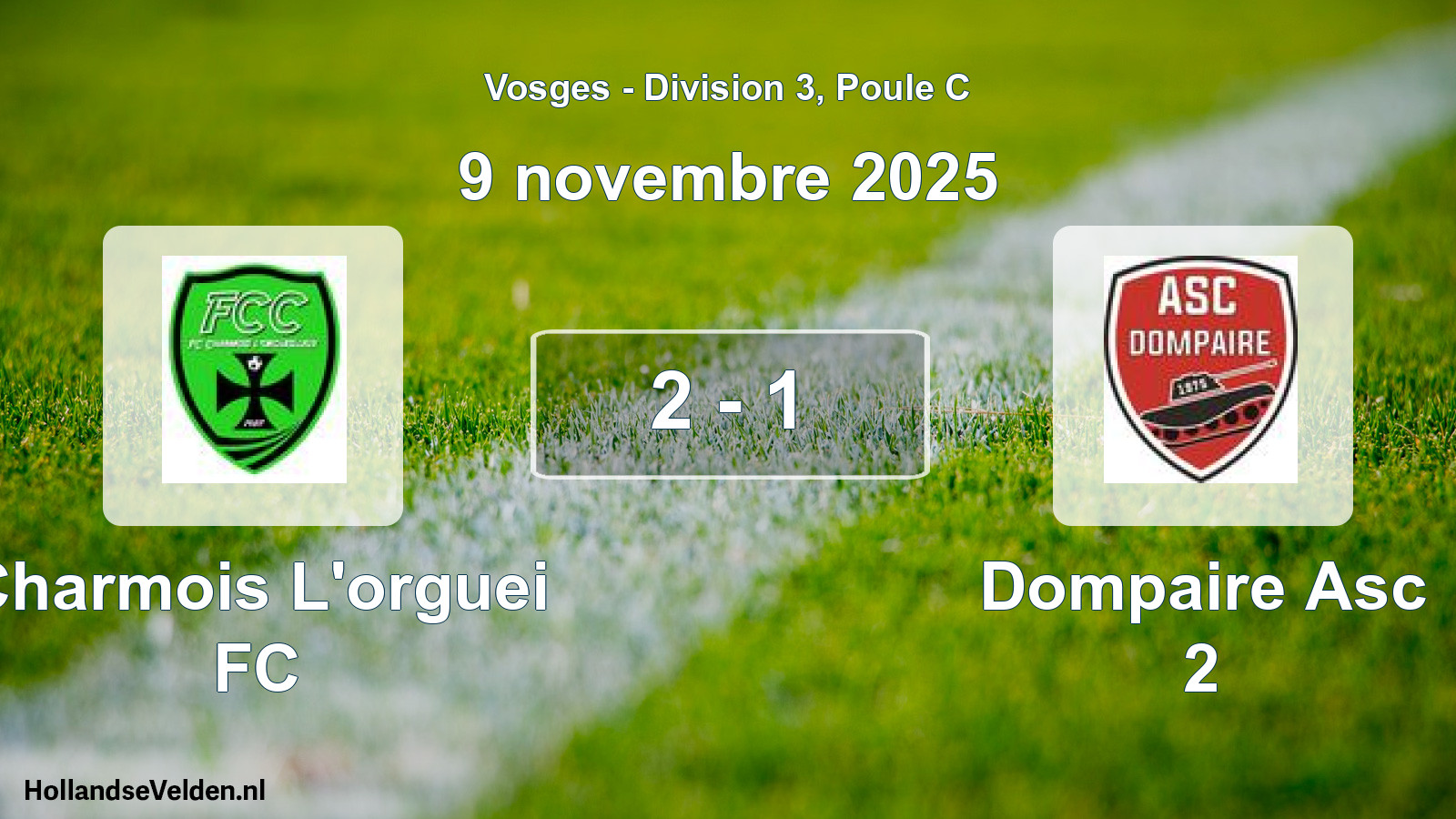 Match joué: Charmois L'orguei FC - Dompaire Asc 2 2 - 1 (9 novembre 2025)