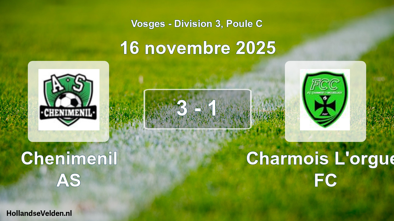 Gespeelde wedstrijd: Chenimenil AS - Charmois L'orguei FC 3 - 1 (16 november 2025)
