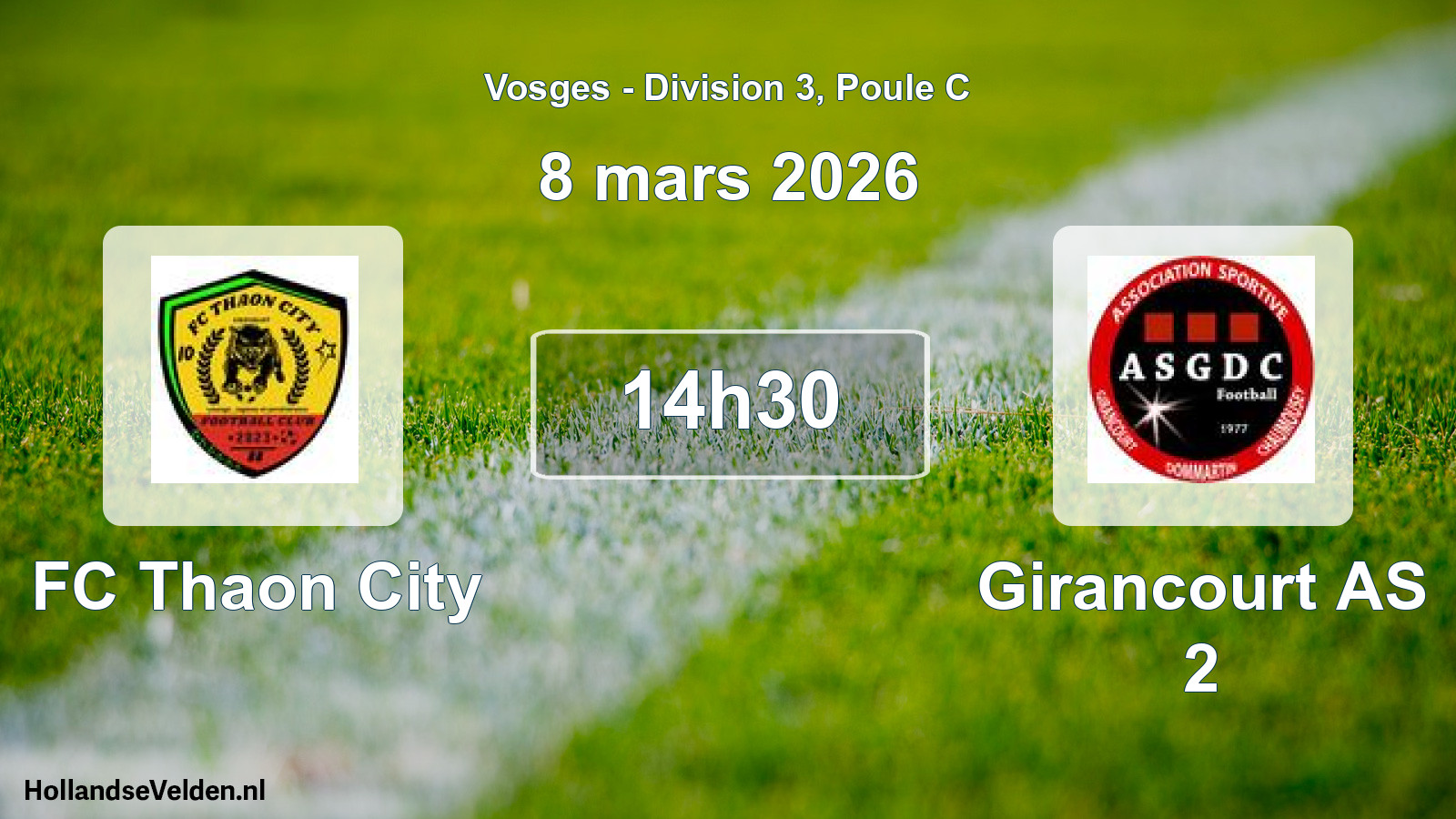 Match programmé: FC Thaon City - Girancourt AS 2 (8 mars 2026)