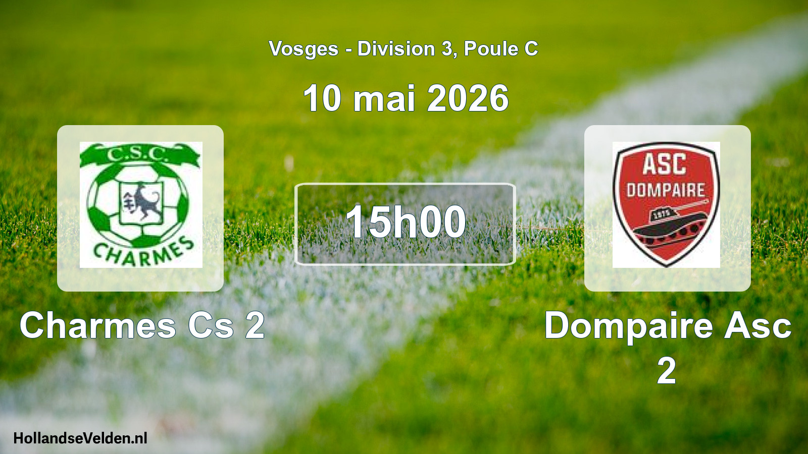 Match programmé: Charmes Cs 2 - Dompaire Asc 2 (10 mai 2026)