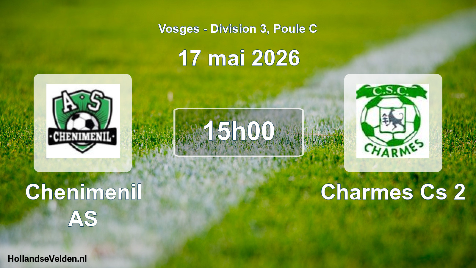 Match programmé: Chenimenil AS - Charmes Cs 2 (17 mai 2026)