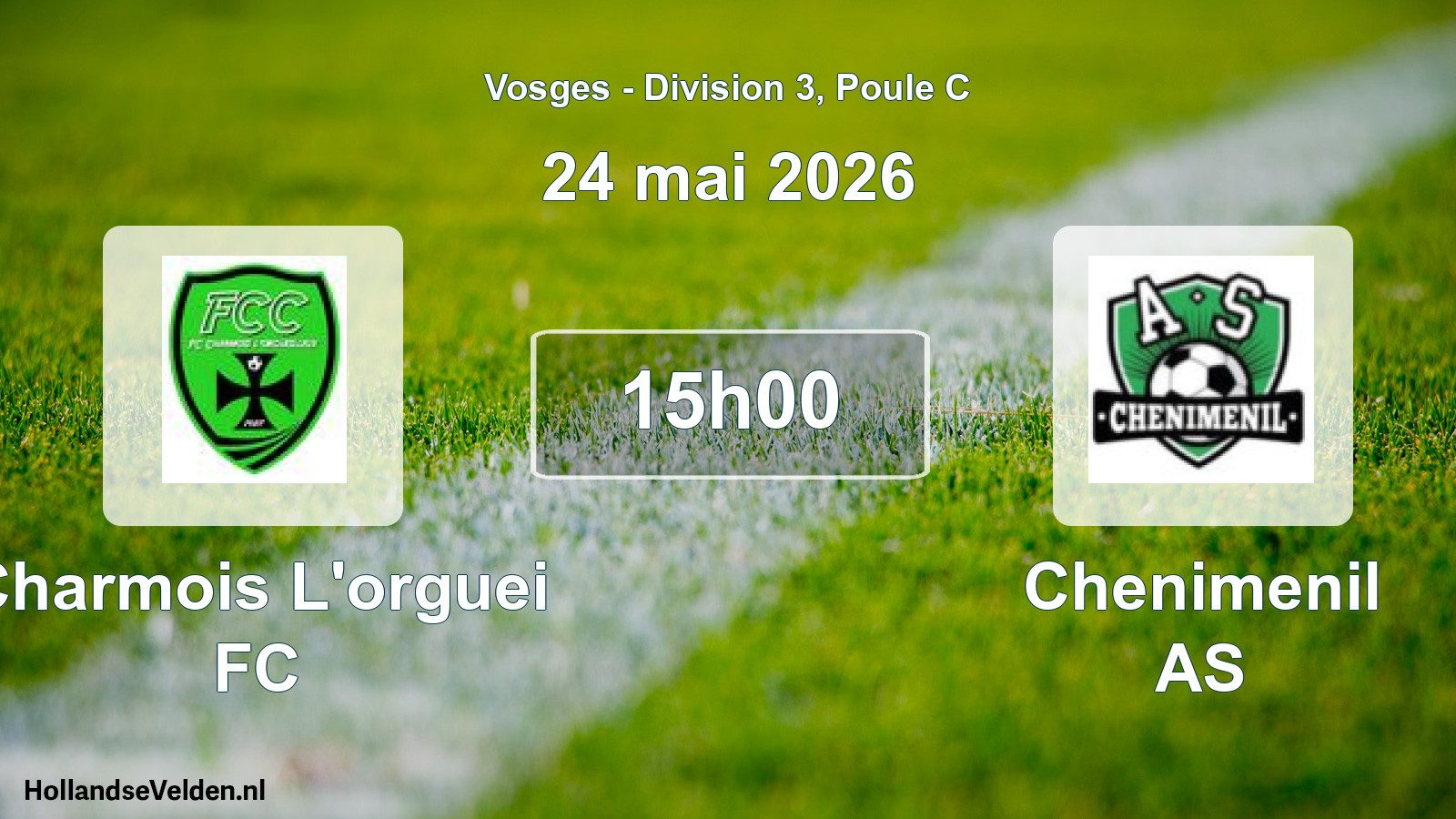Match programmé: Charmois L'orguei FC - Chenimenil AS (24 mai 2026)