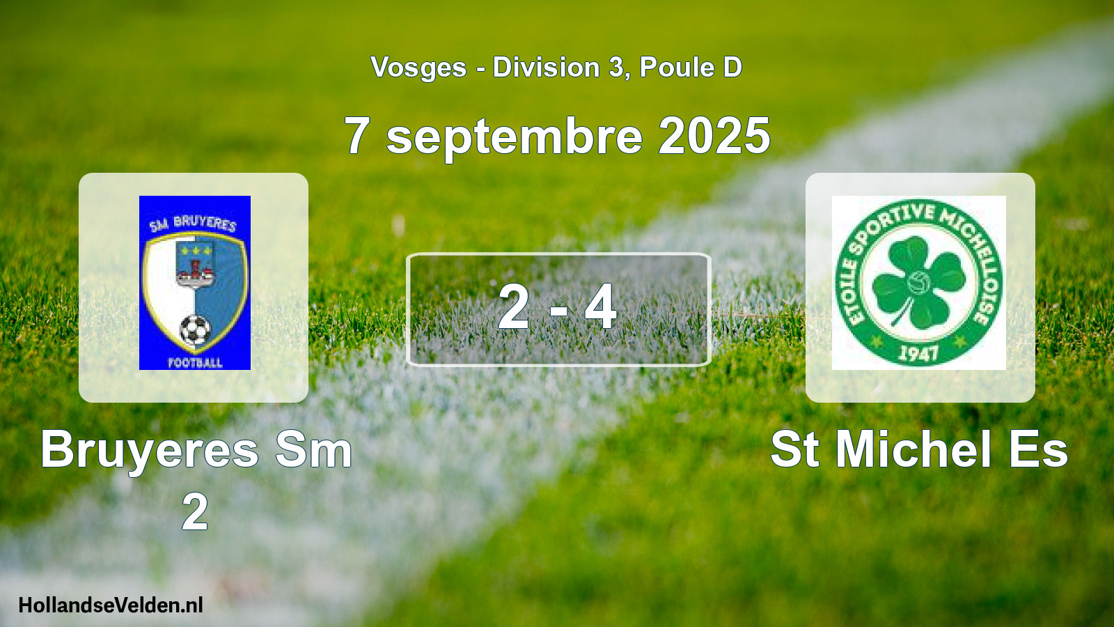 Match joué: Bruyeres Sm 2 - St Michel Es 2 - 4 (7 septembre 2025)