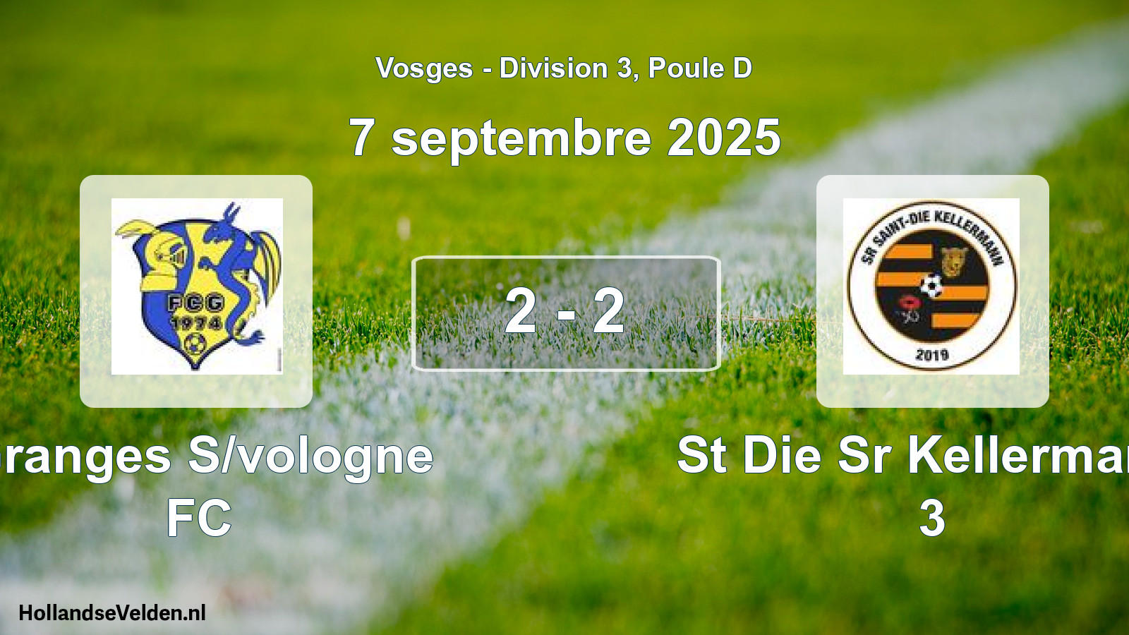 Match joué: Granges S/vologne FC - St Die Sr Kellermann 3 2 - 2 (7 septembre 2025)