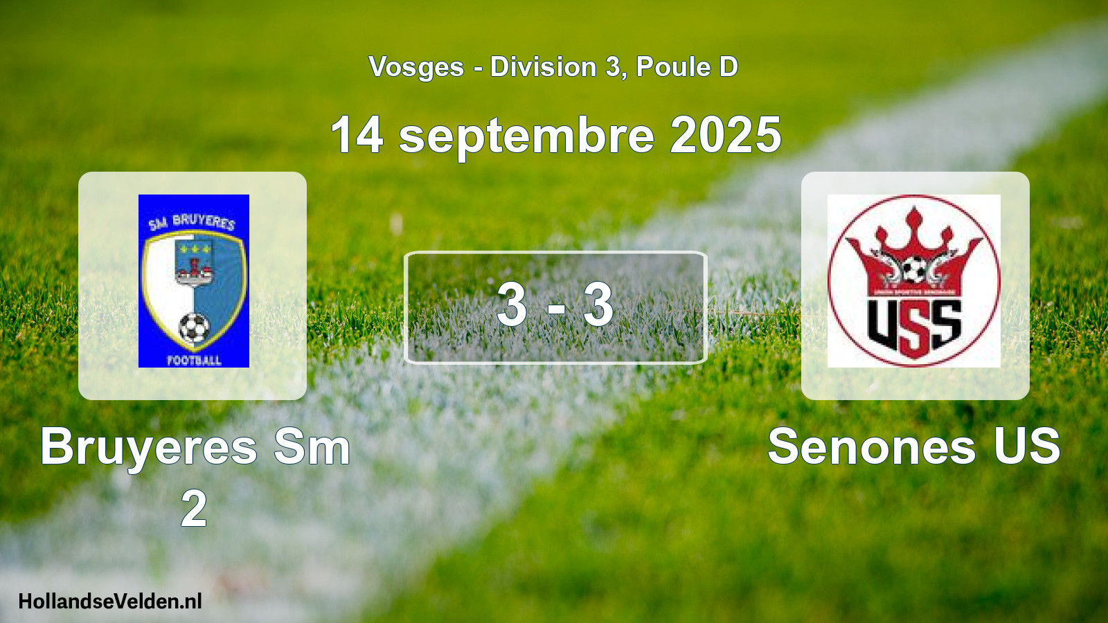 Match joué: Bruyeres Sm 2 - Senones US 3 - 3 (14 septembre 2025)
