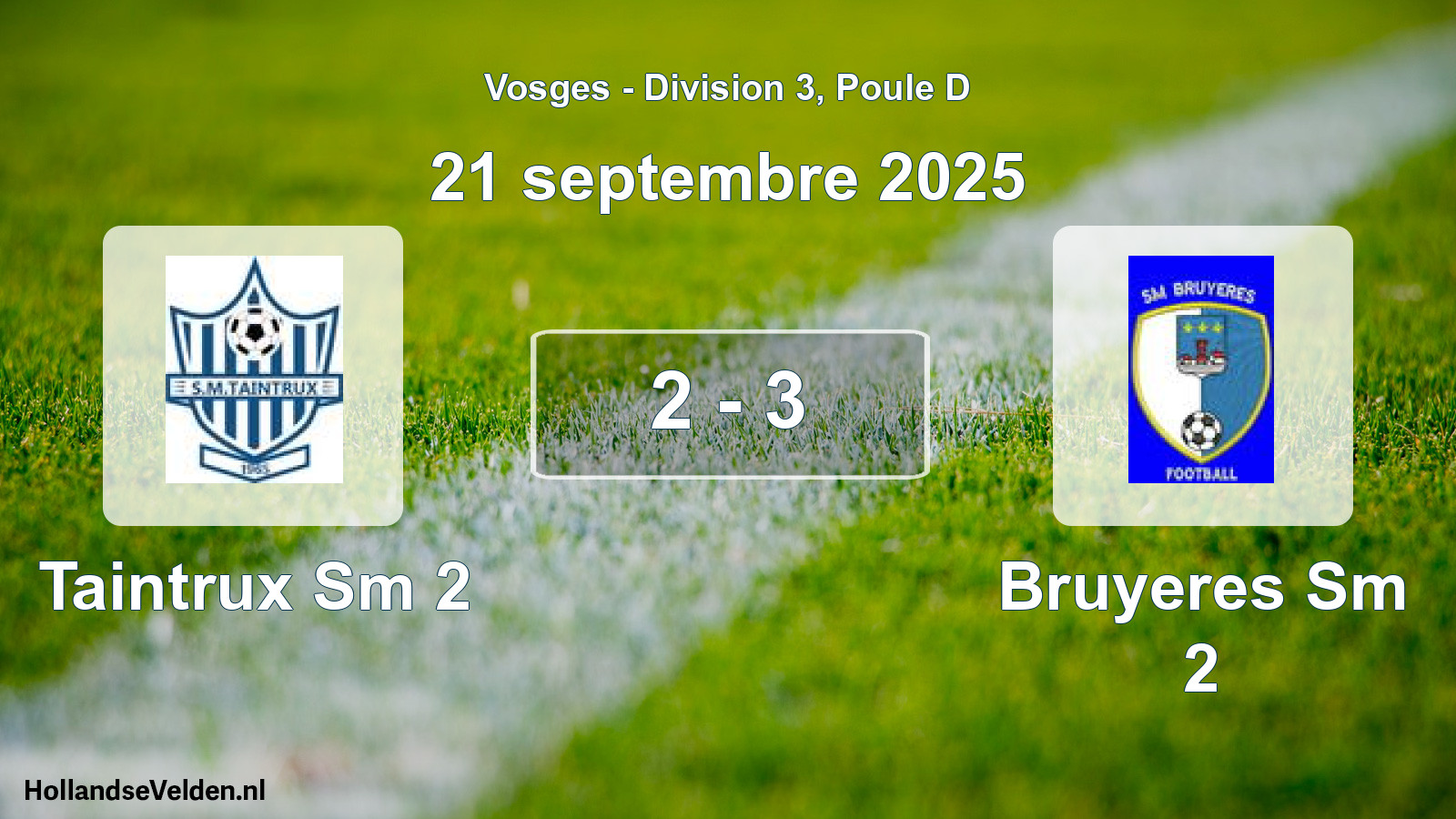 Match joué: Taintrux Sm 2 - Bruyeres Sm 2 2 - 3 (21 septembre 2025)