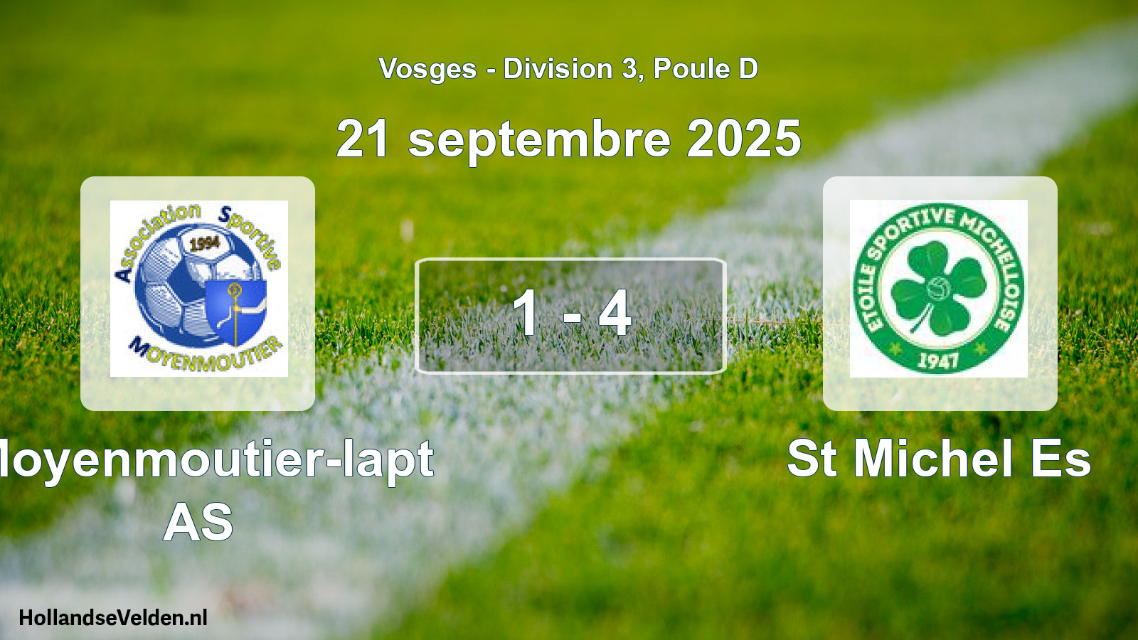 Match joué: Moyenmoutier-lapt AS - St Michel Es 1 - 4 (21 septembre 2025)