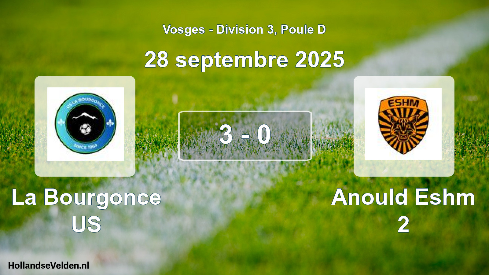 Match joué: La Bourgonce US - Anould Eshm 2 3 - 0 (28 septembre 2025)