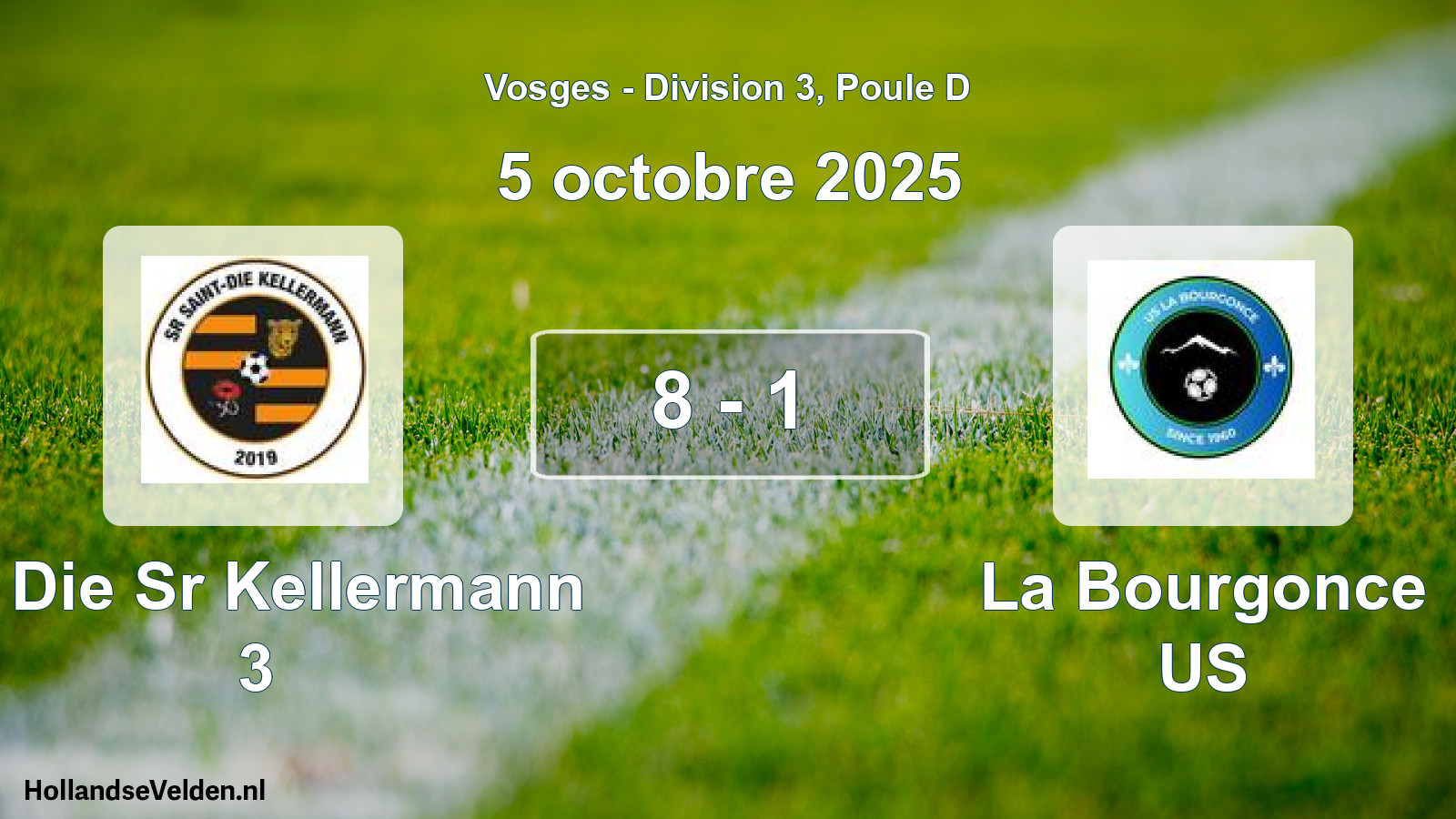 Match joué: St Die Sr Kellermann 3 - La Bourgonce US 8 - 1 (5 octobre 2025)