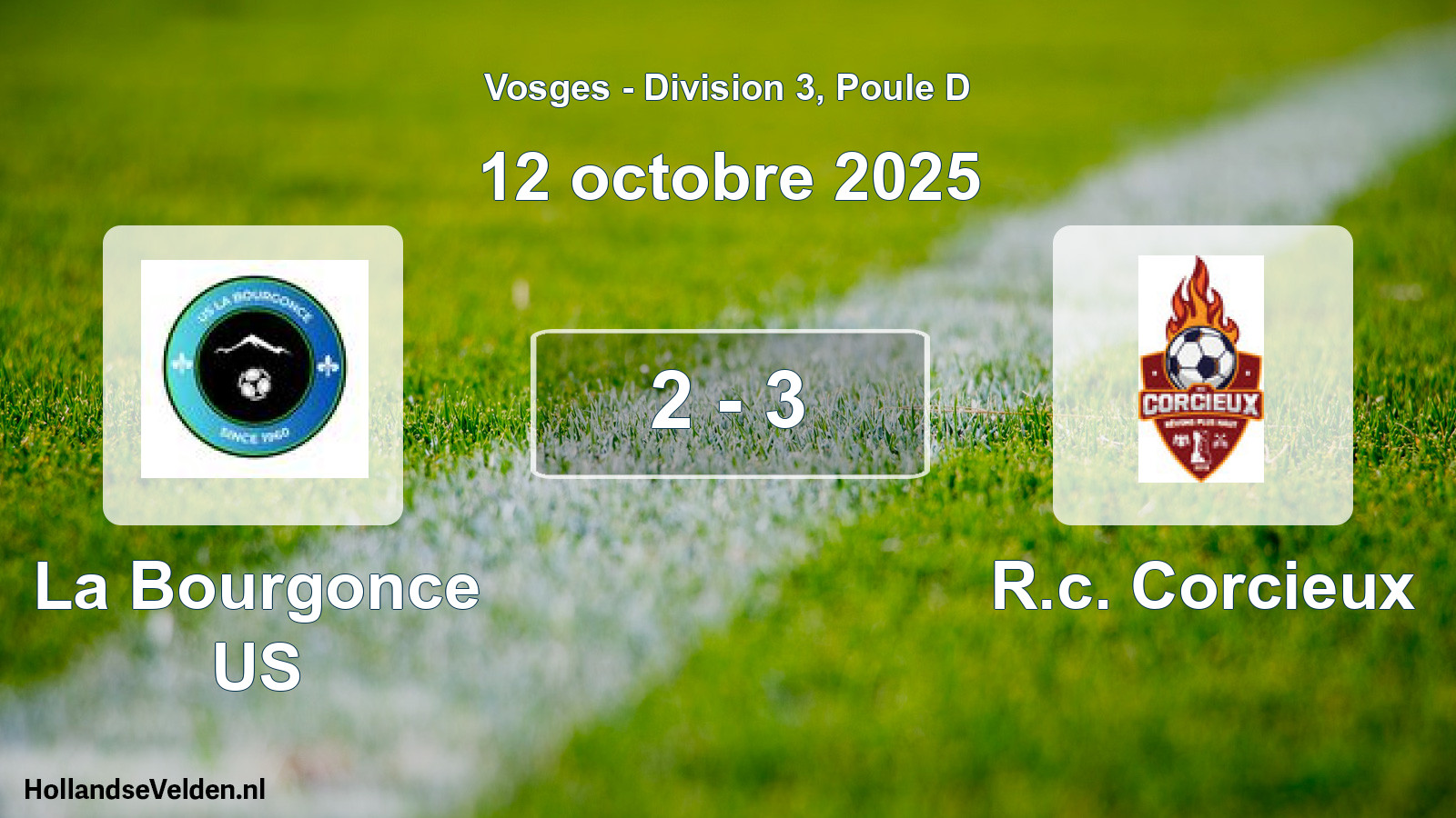 Total number of matches played: La Bourgonce US - R.c. Corcieux 2 - 3 (12 October 2025)
