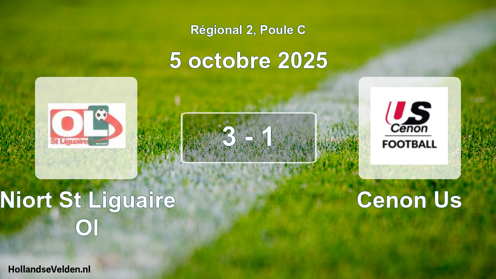 Gespeelde wedstrijd: Niort St Liguaire Ol - Cenon Us 3 - 1 (5 octobre 2025)
