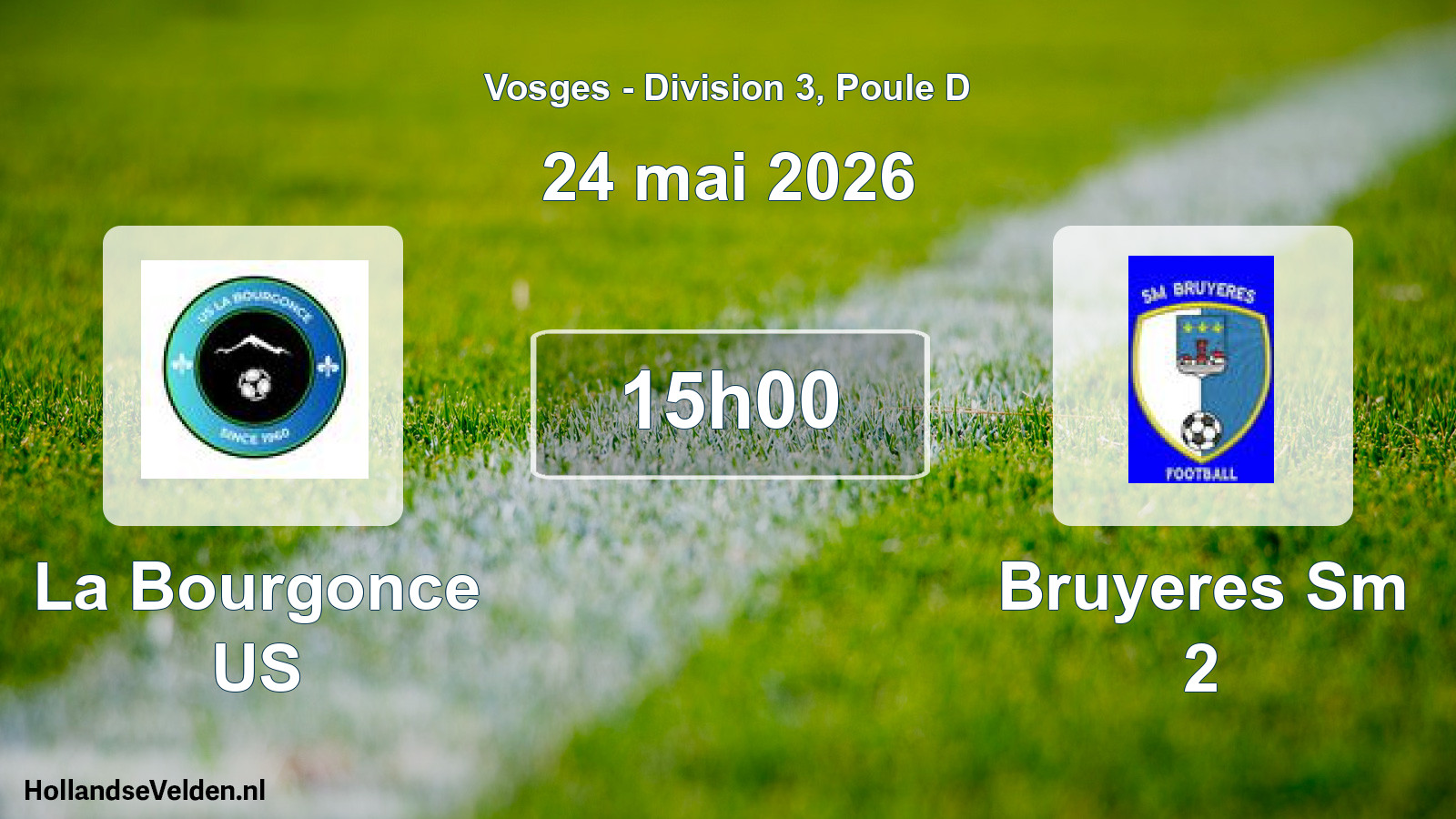 Match programmé: La Bourgonce US - Bruyeres Sm 2 (24 mai 2026)
