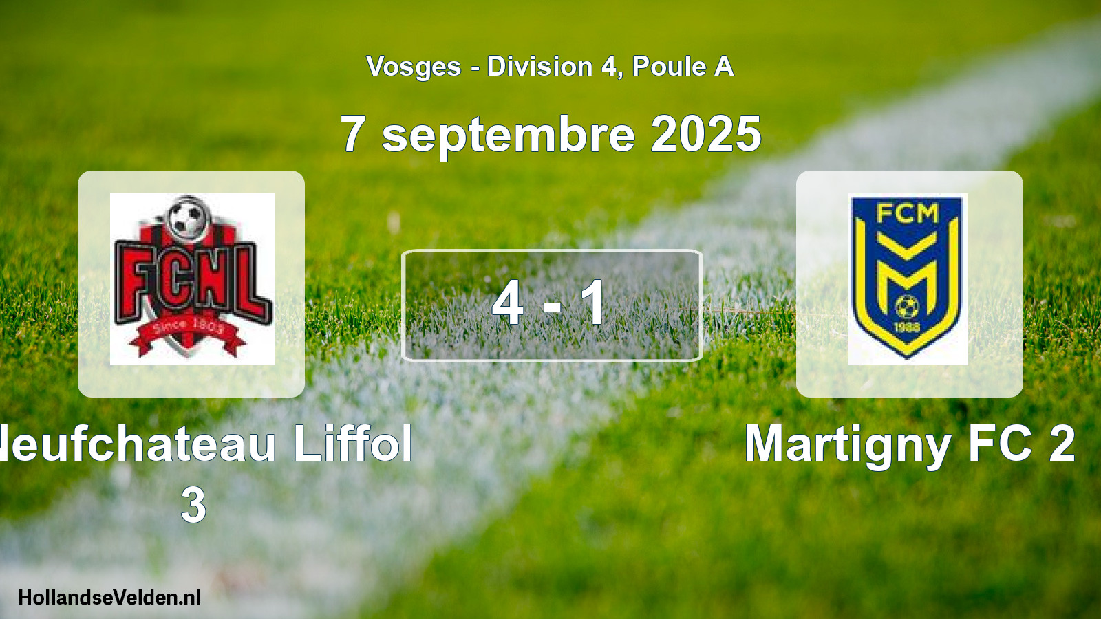 Match joué: Neufchateau Liffol 3 - Martigny FC 2 4 - 1 (7 septembre 2025)