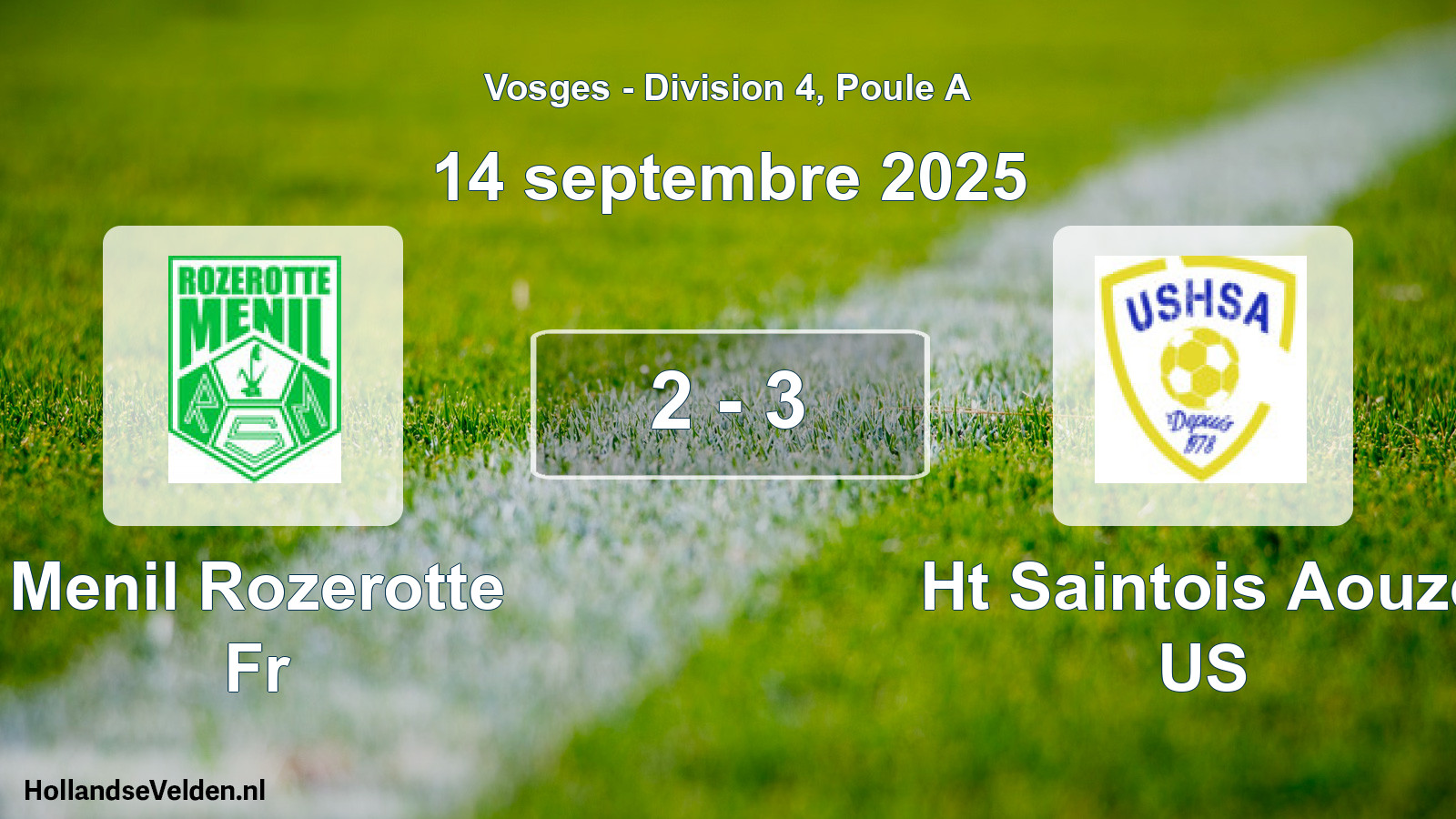 Total number of matches played: Menil Rozerotte Fr - Ht Saintois Aouze US 2 - 3 (14 September 2025)