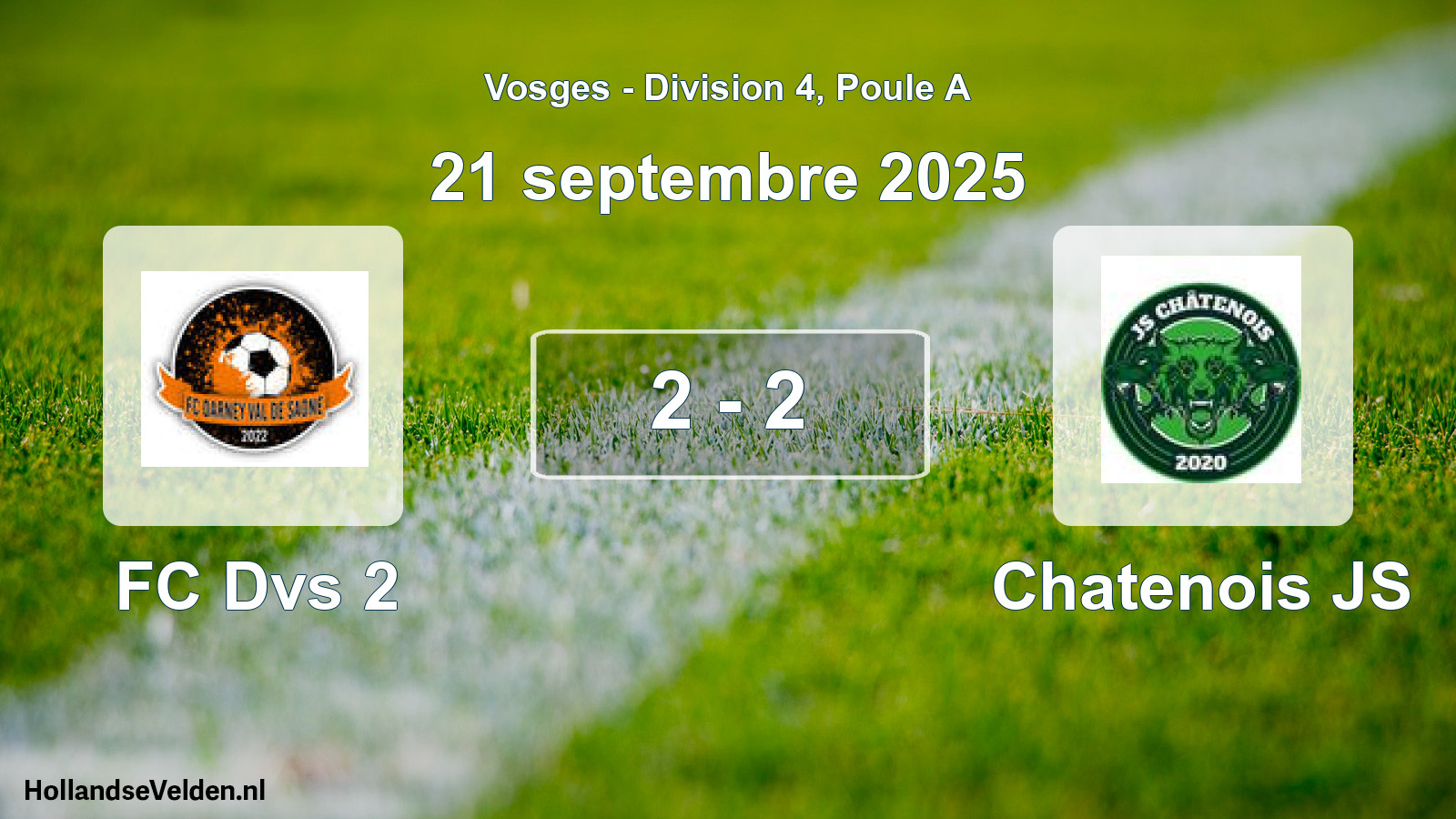 Gespeelde wedstrijd: FC Dvs 2 - Chatenois JS 2 - 2 (21 september 2025)